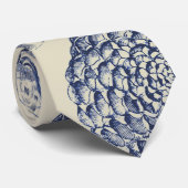 アンティークブルーフラワープリントフローラ ネクタイ (ロール)