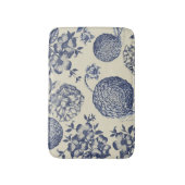 アンティークブルーフラワープリントフローラ バスマット (正面縦)