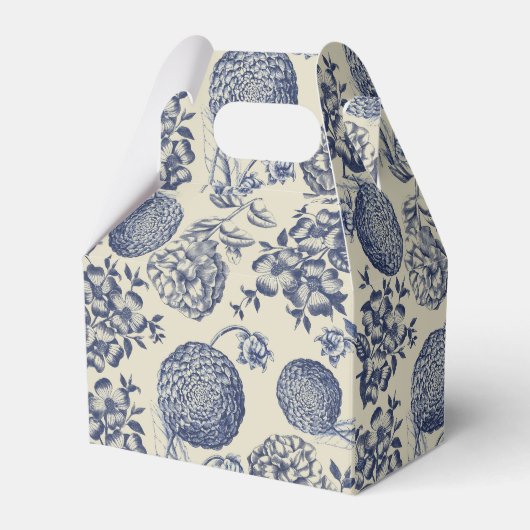 アンティークブルーフラワープリントフローラ フェイバーボックス (正面サイド)