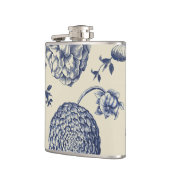 アンティークブルーフラワープリントフローラ フラスク (左)