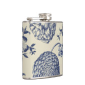 アンティークブルーフラワープリントフローラ フラスク (右)