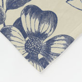 アンティークブルーフラワープリントフローラ フリースブランケット (角)