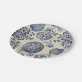 アンティークブルーフラワープリントフローラ ペーパープレート (アングル)