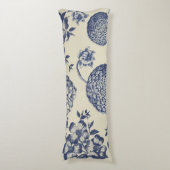 アンティークブルーフラワープリントフローラ ボディピロー (正面縦)