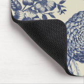 アンティークブルーフラワープリントフローラ マウスパッド (コーナー)