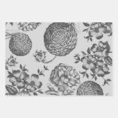 アンティークブルーフラワープリントフローラ ラッピングペーパーシート (正面2)