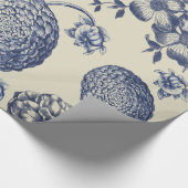 アンティークブルーフラワープリントフローラ ラッピングペーパー (角)