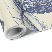 アンティークブルーフラワープリントフローラ ラッピングペーパー (ロールコーナー)