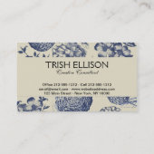 アンティークブルーフラワープリントフローラ 名刺 (裏面)