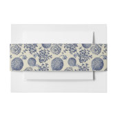 アンティークブルーフラワープリントフローラ 招待状ベリーバンド (正面例)