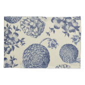 アンティークブルーフラワープリントフローラ 枕カバー (裏面)