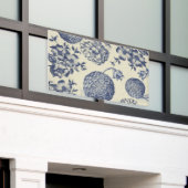 アンティークブルーフラワープリントフローラ 横断幕 (ビルの外側)