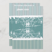 アンティークブルーブライダルシャワー招待 招待状 (正面/裏面)