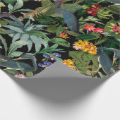 アンティークブルーヘロンとトロピアルの花柄 ラッピングペーパー (角)