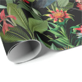 アンティークブルーヘロンとトロピアルの花柄 ラッピングペーパー (ロールコーナー)