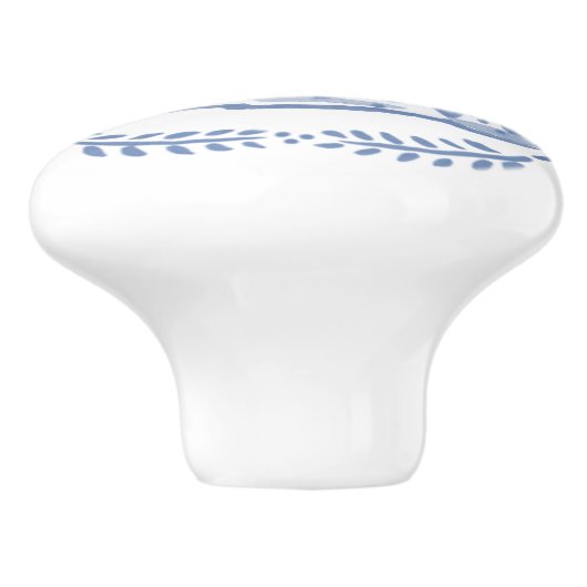 アンティークブルーホワイトラビットデルフトデダム セラミックノブ (側面)