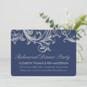 アンティークブルー&グレーフローラリハーサルディナー 招待状 (スタンド正面)