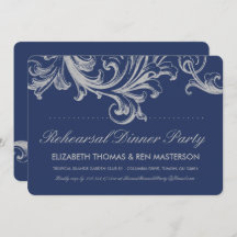 アンティークブルー&グレーフローラリハーサルディナー