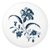 アンティークブルー&ホワイトフラワープリント セラミックノブ (正面)