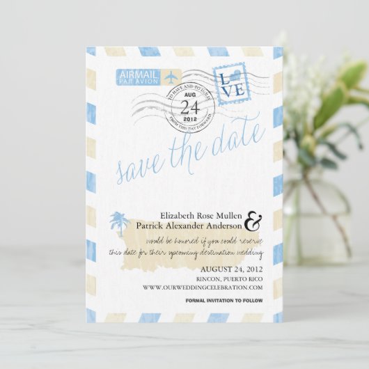 アンティークプエルトリコエアメール日付を保存 セーブザデート (スタンド正面)