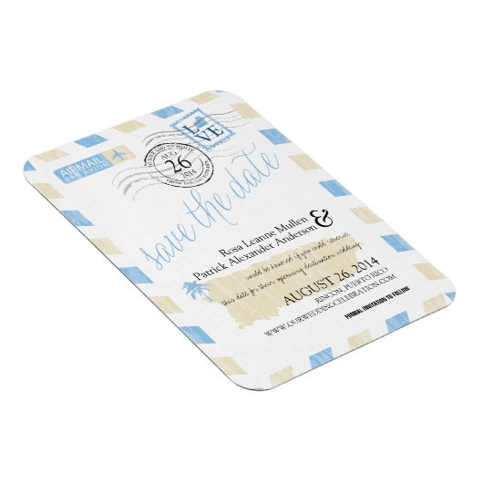 アンティークプエルトリコエアメール日付を保存 マグネット (右側)