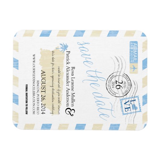 アンティークプエルトリコエアメール日付を保存 マグネット (横)