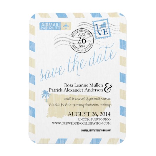 アンティークプエルトリコエアメール日付を保存 マグネット (縦)