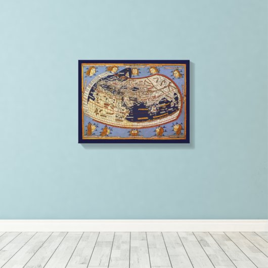 アンティークプトレマイオス世界地図,アルンシュイムのヨハネス キャンバスプリント (インサイチュ (ウッドフロア))