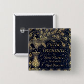 アンティークプライドと偏見ピーコック版カバー 缶バッジ (正面&裏面)