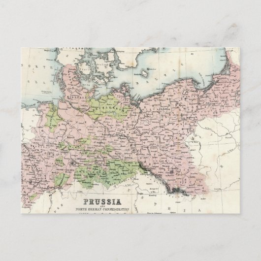 アンティークプロシアの地図 ポストカード (正面)