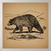 アンティークベアアート図解入りの、写真付きのヴィンテージベア ポスター (正面)