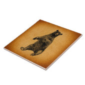 アンティークベアイラストレーション素朴ヴィンテージアート タイル (側面)