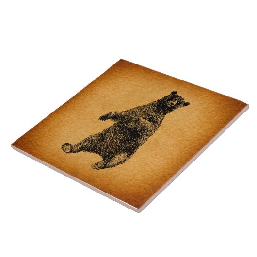 アンティークベアイラストレーション素朴ヴィンテージアート タイル (側面)