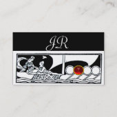 アンティークベッセルシートラベル、レッドルビー白黒 名刺 (裏面)