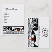 アンティークベッセルシートラベル、レッドルビー白黒 名刺 (正面/裏面)