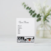 アンティークベッセルシートラベル、レッドルビー白黒 名刺 (スタンド正面)