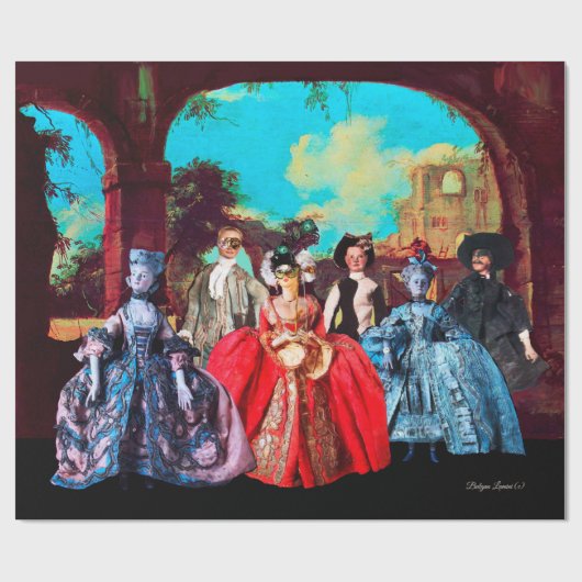 アンティークベネチアンパペッツマスカレードパーティー ラッピングペーパー (フラット)