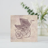 アンティークベビーキャリッジヴィンテージベビーカー花アート カード (スタンド正面)