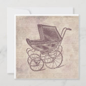 アンティークベビーキャリッジヴィンテージベビーカー花アート カード (裏面)