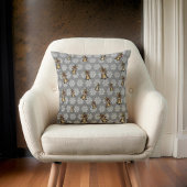 アンティークベルとスチールグレーの雪片 クッション