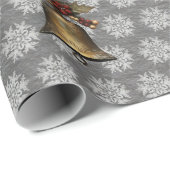 アンティークベルとスチールグレーの雪片 ラッピングペーパー (ロールコーナー)