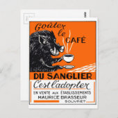 アンティークベルギーコーヒーボー広告ル ポストカード (正面/裏面)