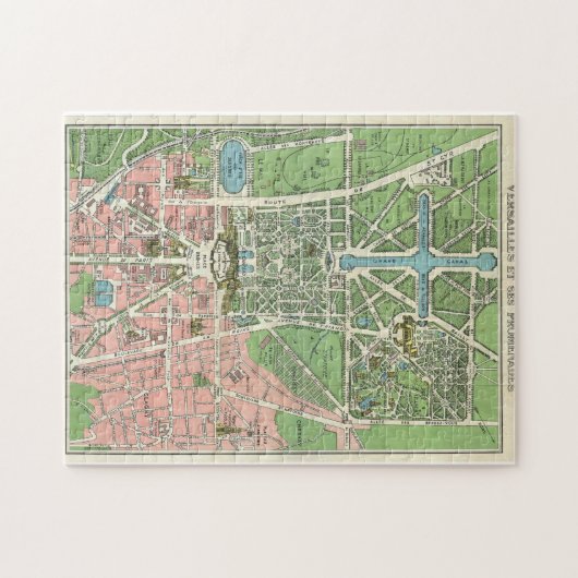 アンティークベルサイユの地図，ヴィンテージフランス ジグソーパズル (横)