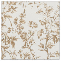 アンティークベージュの花とつるのトワール織物
