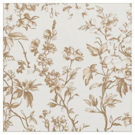 アンティークベージュの花とつるのトワール織物 ファブリック