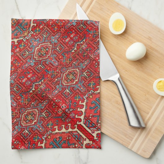 アンティークペルシアのラグ動揺してヴィンテージアートパターン キッチンタオル (四つ折り)