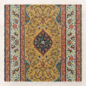 アンティークペルシアカーペットエレガントデザイン ガラスコースター (正面)