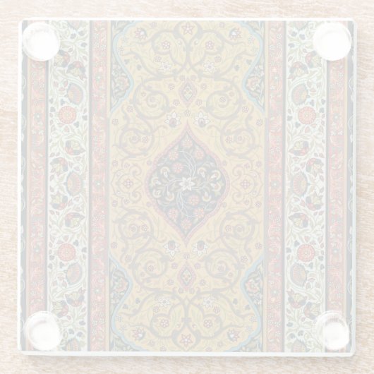 アンティークペルシアカーペットエレガントデザイン ガラスコースター (裏面)