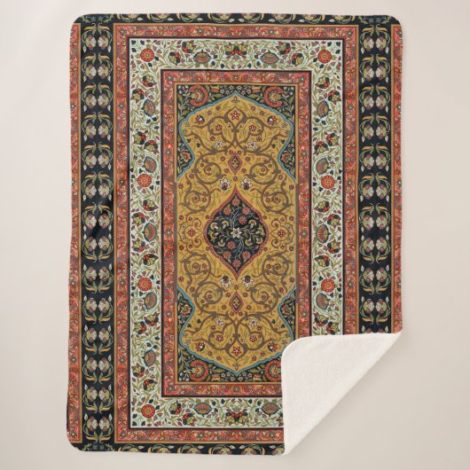 アンティークペルシアカーペットエレガントデザイン シェルパブランケット (正面)