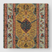 アンティークペルシアカーペットエレガントデザイン スクエア壁時計 (正面)